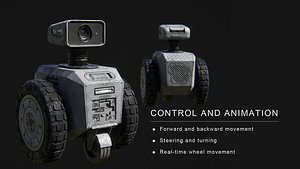 Rover X7 Autonomous Scout Robot  Animated and  Scripted 3D Model
