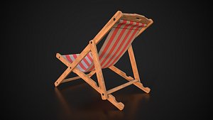 Wood Beach Chair Low-poly 3D model