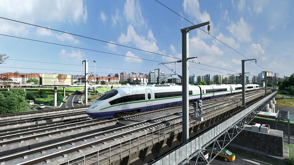modelo 3d Escena ferroviaria del tren de alta velocidad - TurboSquid ...