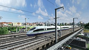High-Speed Train Railway Scene