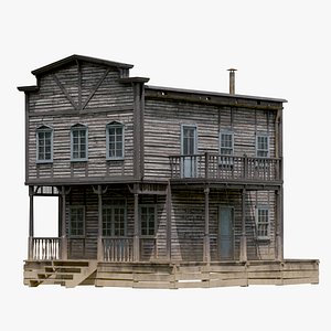 3D Old Western Wooden Saloon House