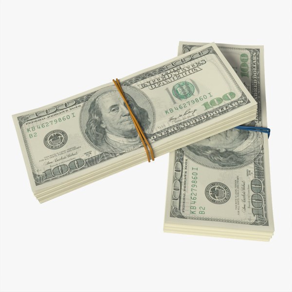 3D model American dollar bundles tied with rubbers