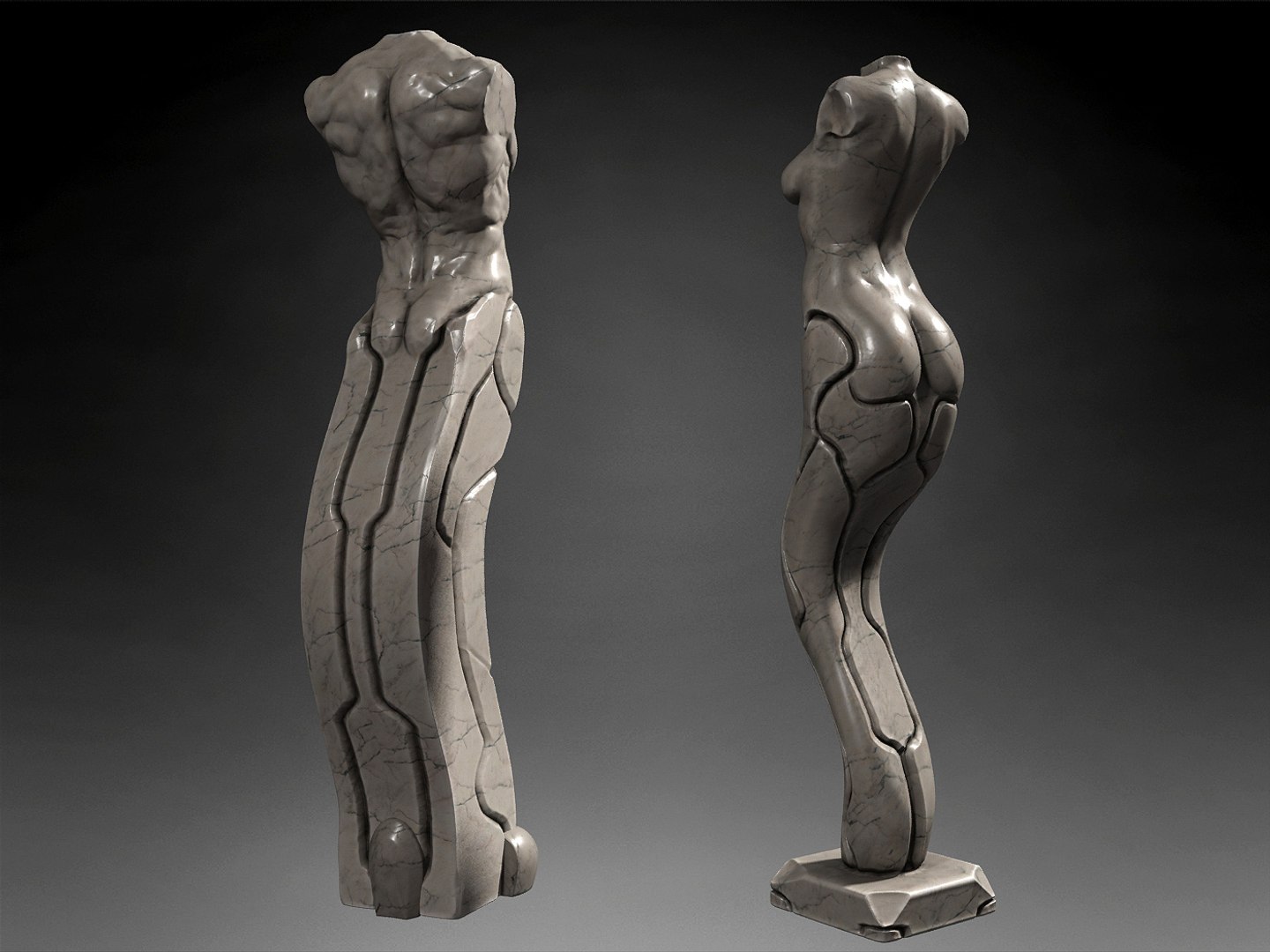 3d model sculptures man woman