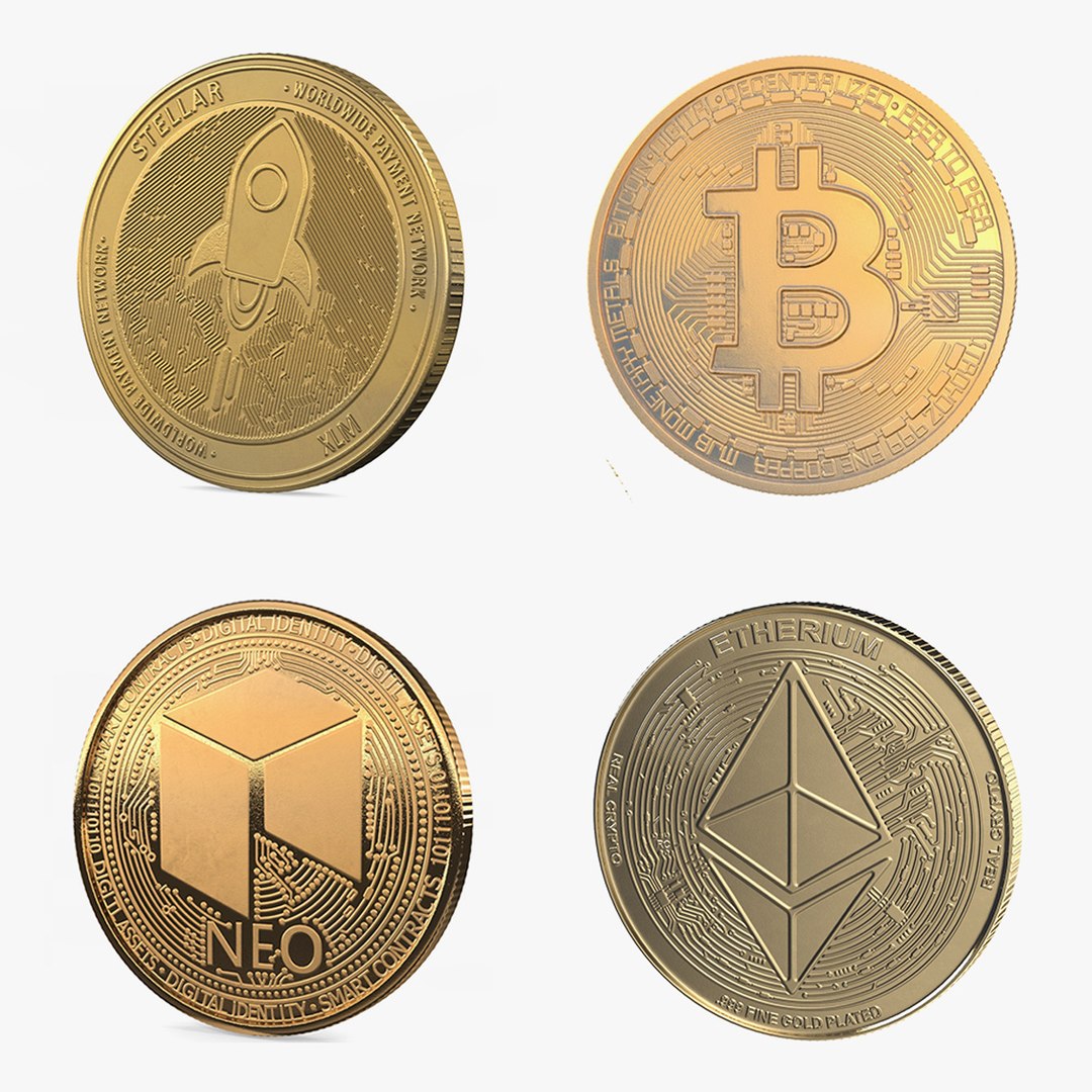 Cryptocurrency Coins Gold Collection 2 3D model preview