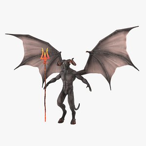 Devil Character with Trident Rigged for Cinema 4D