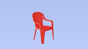 3D model red plastic chair