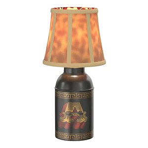 3D An English Black and Gilt-Decorated Tole Tea Canister Lamp