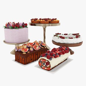Fruit berry cake collection 3 3D model