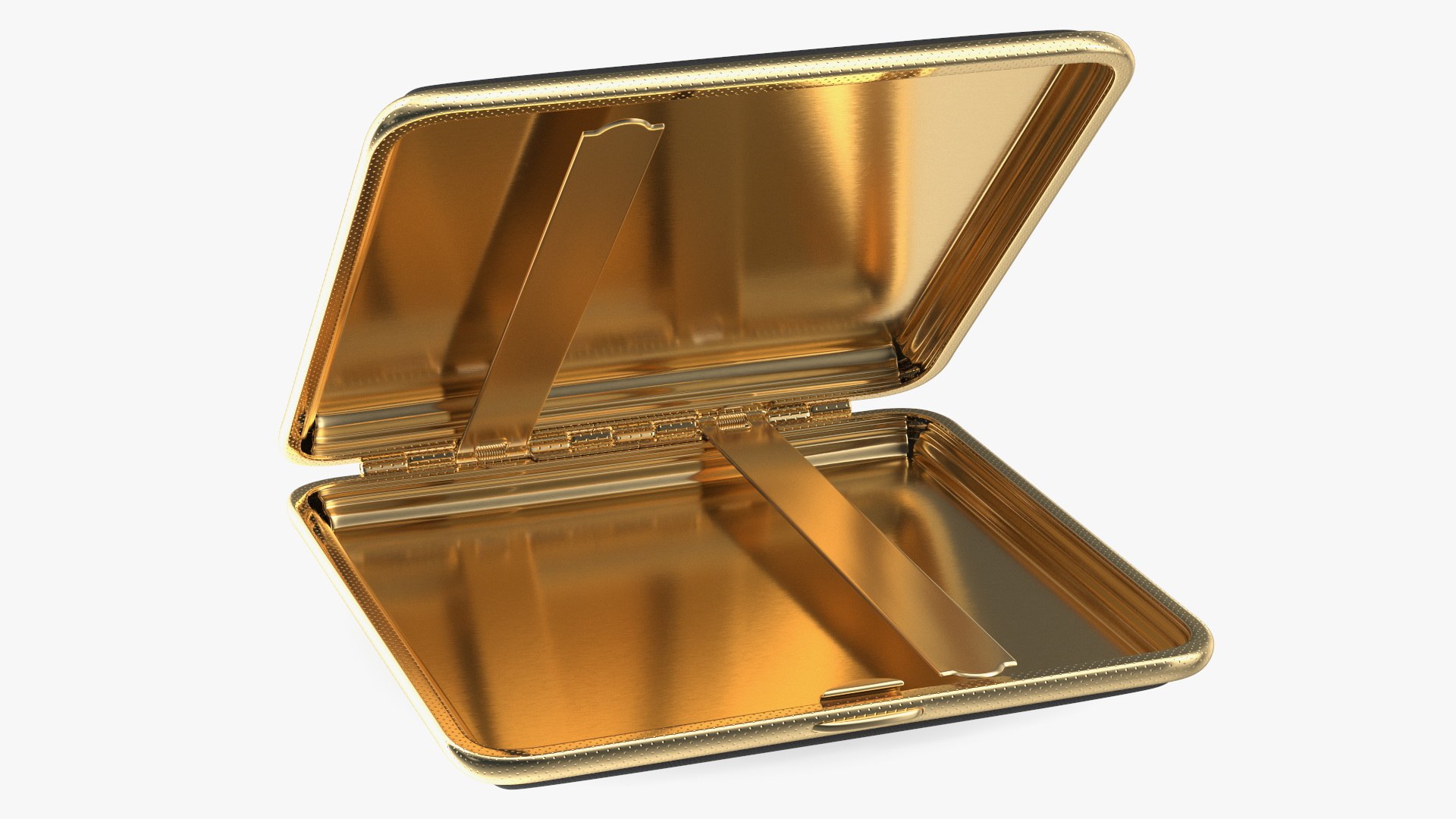Metal Cigarette Case Gold and Black Open 3D model preview