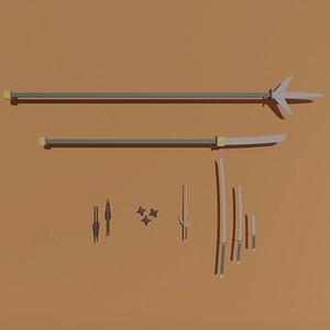 3D model 3D LowPoly Japanese Weapons