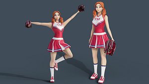 Cartoon cheerleader Rigged  Blender 3D model