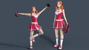Cartoon cheerleader Rigged Blender