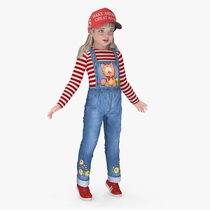 Standing Girl Child in Donald Trump Hat 3D