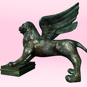 3d model statue winged lion