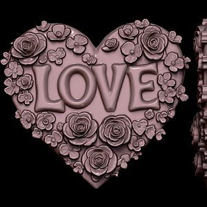Blossom of Love Relief 3D print model 3D model