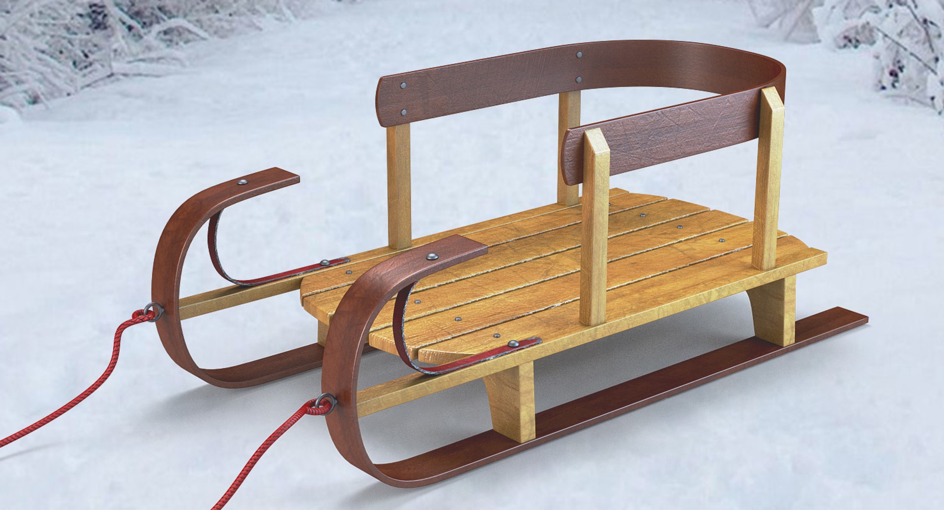 3D Classic Wood Kids Sled Model TurboSquid 1230365   Cs 