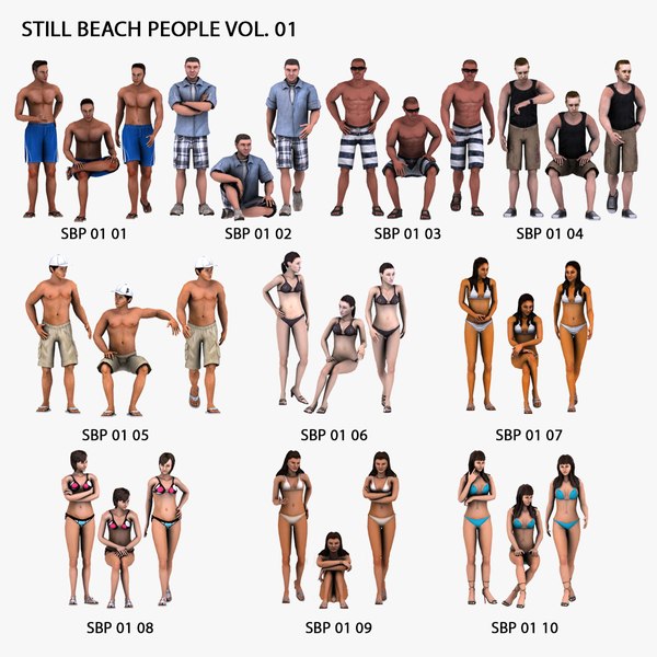 30 people: beach people 3d model