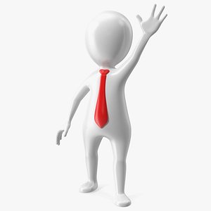 3D model Waving Stickman With Red Tie