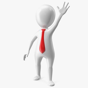 Waving Stickman With Red Tie