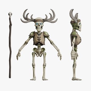 Stylized Skeleton Character - Shaman low-poly 3d model