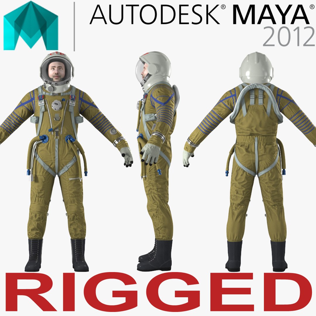Astronaut Wearing Space Suit Strizh with SK-1 Helmet Rigged for Maya 3D Model 3D model preview