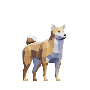 Low Poly Shiba Inu Dog Pack 3D model