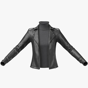 3D Leather Jacket 1v and Pullover 1v PBR model