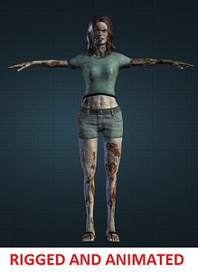 zombie woman rigged 3d model