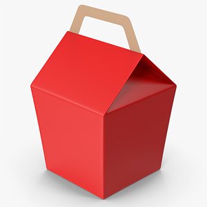 3D model Red Fast Food Box With Handle