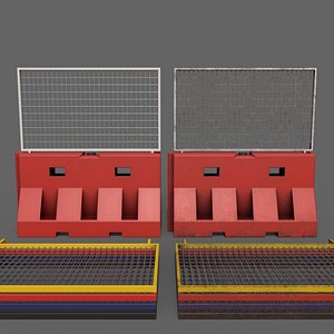 3D PBR Traffic Barrier Red model
