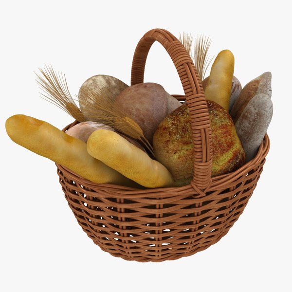 realistic bread basket 3D model