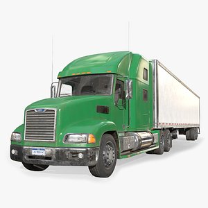 3D Semi Truck Refrigerated Trailer - Low Poly