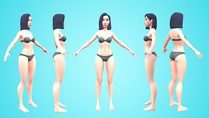 Ryna - Female Base Mesh - Cartoon Character 3D model
