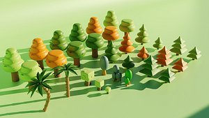 Toon Tree Pack Low poly 3D model