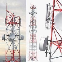 Lattice Antenna Tower with Parabolic Dishes