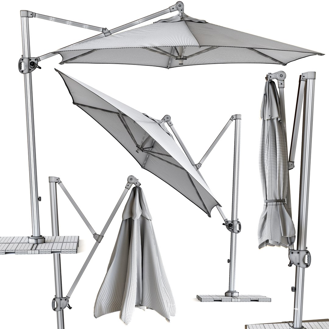 Round Cantilever Outdoor Patio Umbrella Pottery Barn model TurboSquid