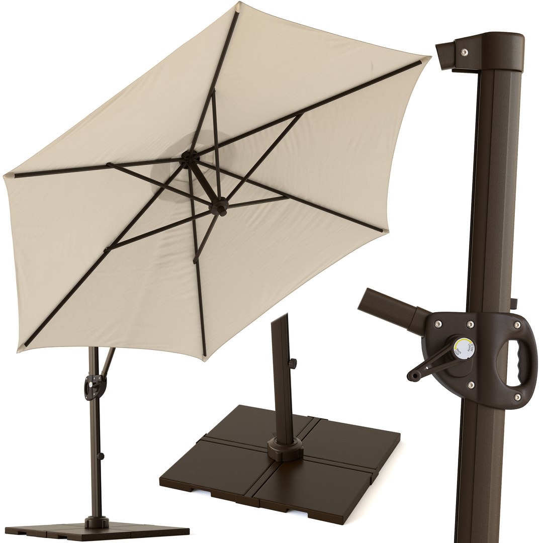 Round Cantilever Outdoor Patio Umbrella Pottery Barn model TurboSquid