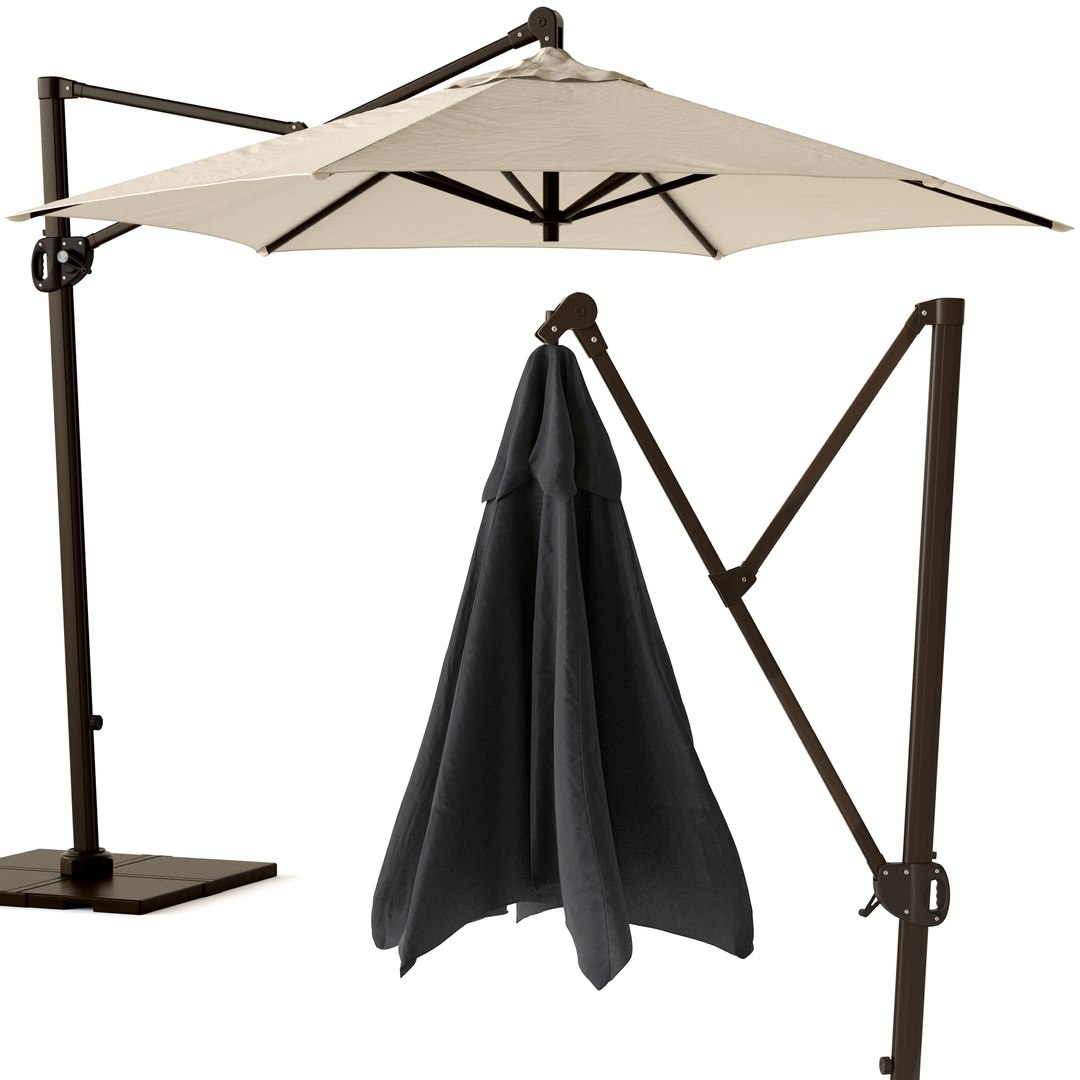 Round Cantilever Outdoor Patio Umbrella Pottery Barn model TurboSquid