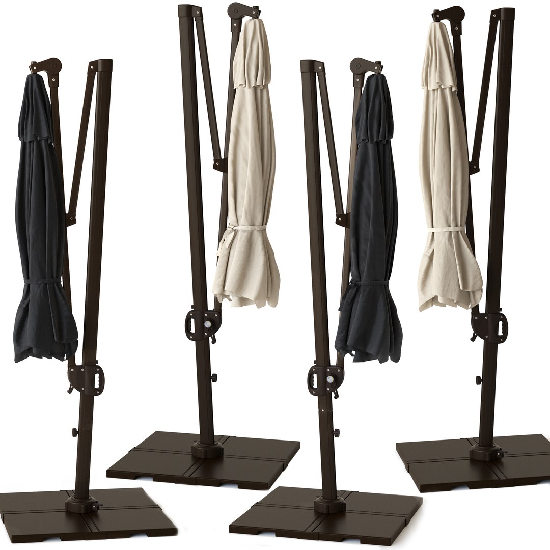 Round Cantilever Outdoor Patio Umbrella Pottery Barn model TurboSquid