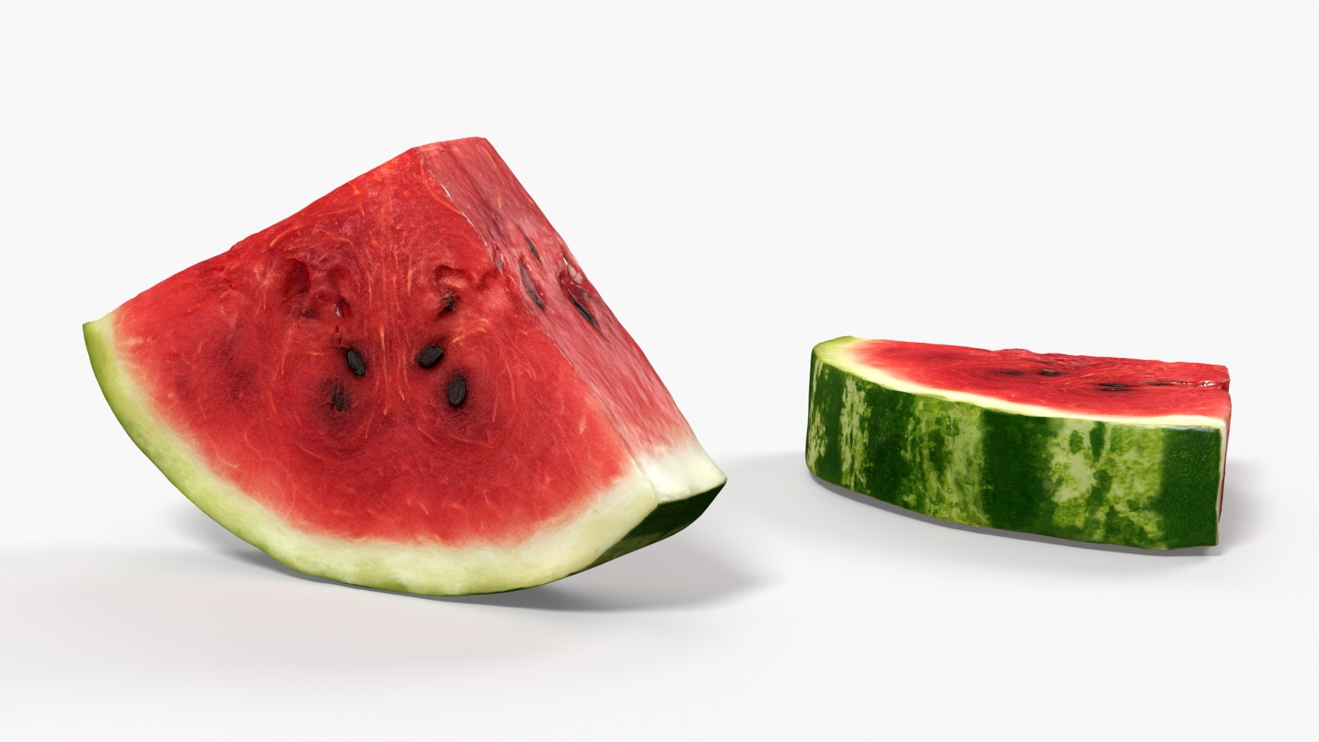 Fresh Cut Watermelon Wedge with Rind 3D model for industrial visualization, technical presentation, simulation, product rendering, and animation