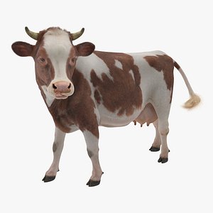 3D red white cow fur