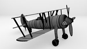 Single-engine two-wing aircraft 3D model