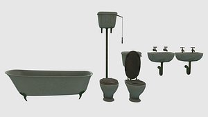 Low Poly Victorian Bathroom Fixtures
