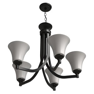 3D Rona chandelier 5 lights opal glass shades model