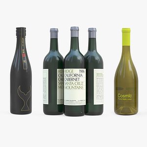 3D Wine Bottles Collection model