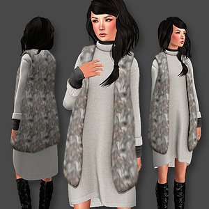 3D vest dress set model