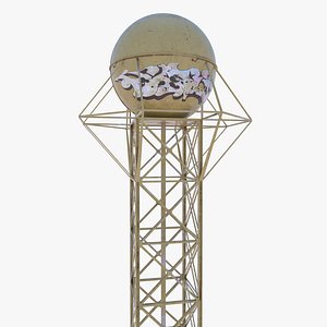 Water tower with graffiti