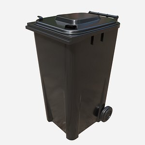 Black UK Wheelie Bin 3D model