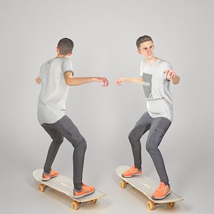 Animated man riding on a skateboard 35