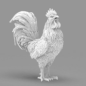 3D model Ultra Detailed Crowing Rooster Sculpture High Poly 3D Print Ready